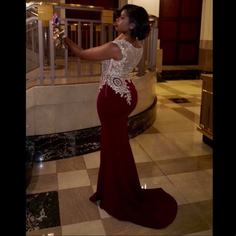 Burgundy and gold PROM DRESS